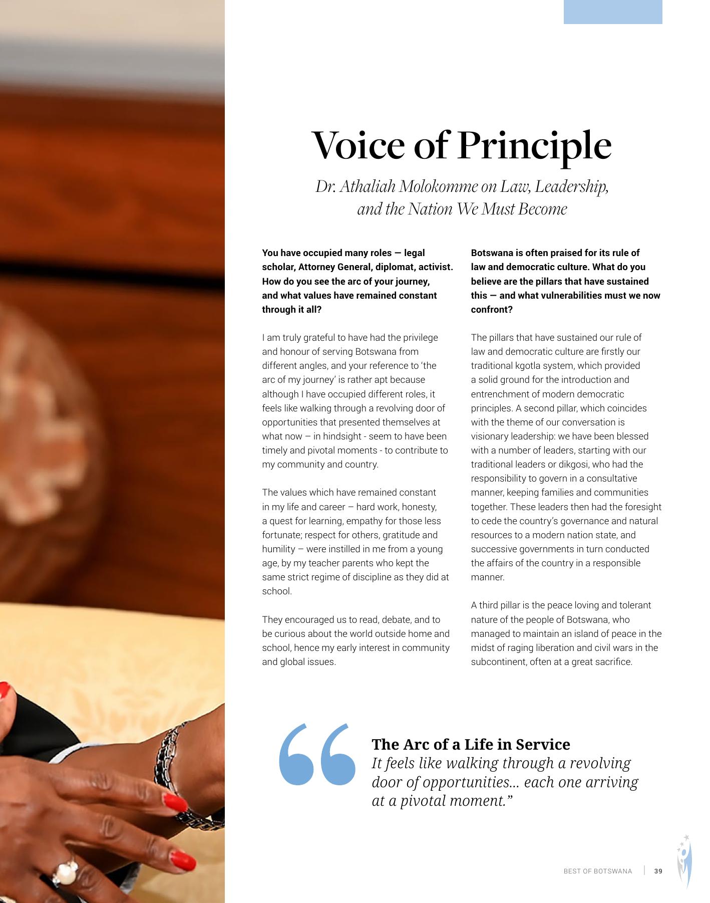 Best of Botswana, page 43: In conversation with Dr Athaliah Molokomme